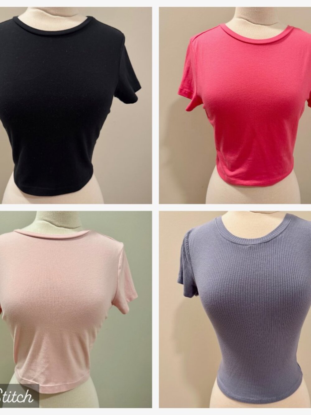 Bundle Lot of 4 Womens Medium Cropped Tops Wild Fable Black Pink Fuchsia & Bozzo